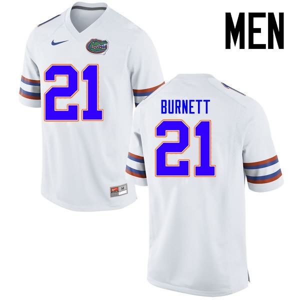 NCAA Florida Gators McArthur Burnett Men's #21 Nike White Stitched Authentic College Football Jersey TUO5364EK